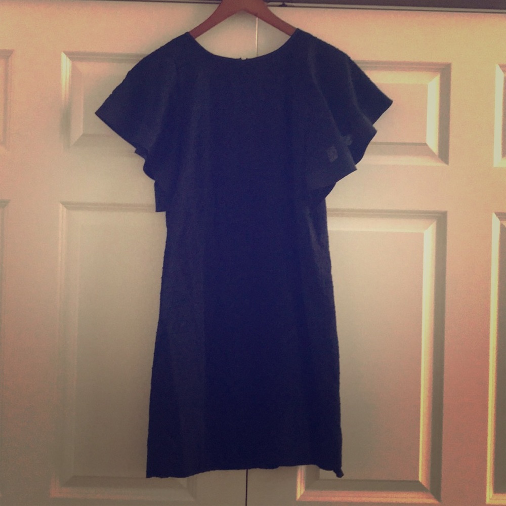 Flutter sleeve poplin dress